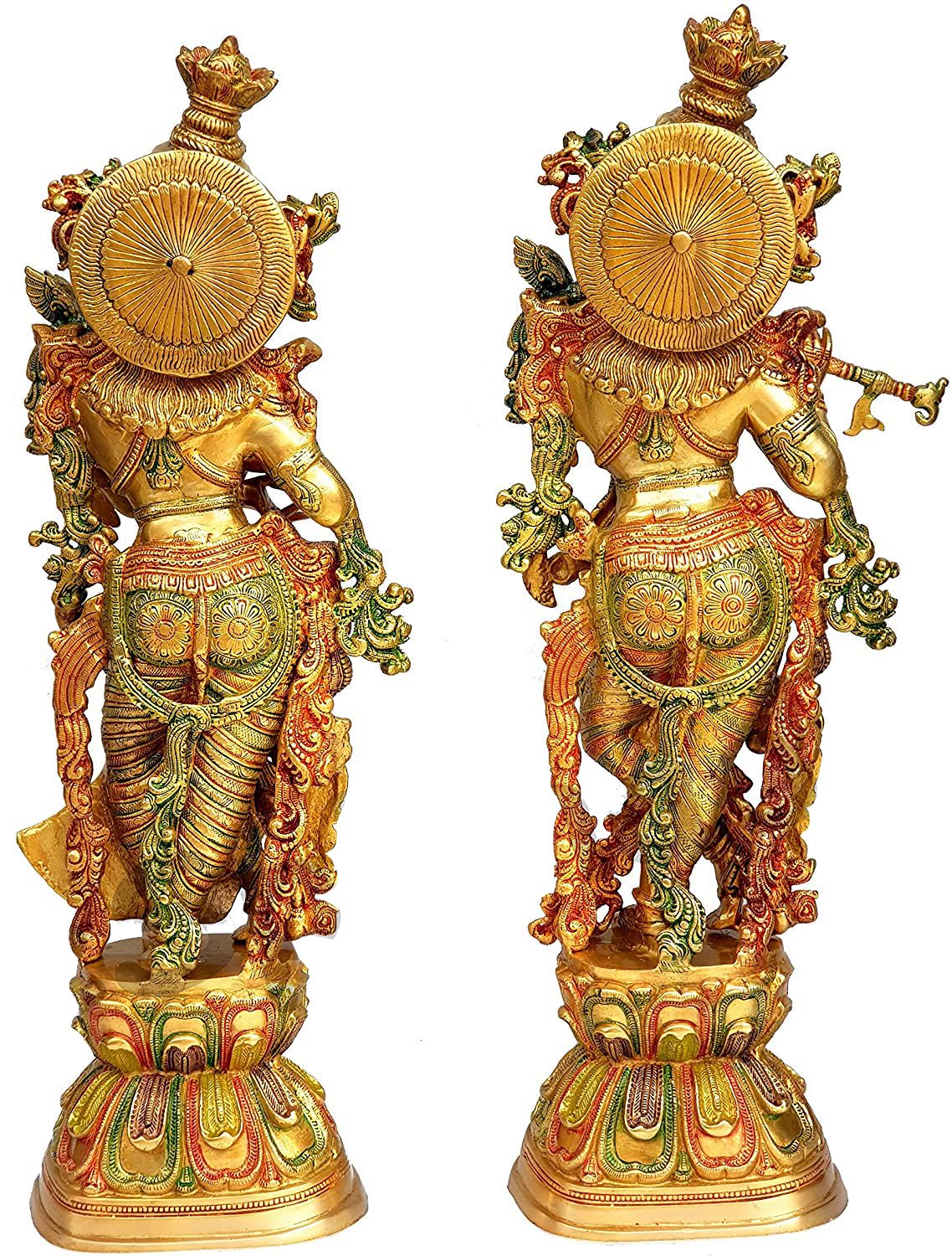 SVARUP Big Brass Radha Krishna Pair Idol Radhay Krishan Murti in Multicolor Height 29 Inch
