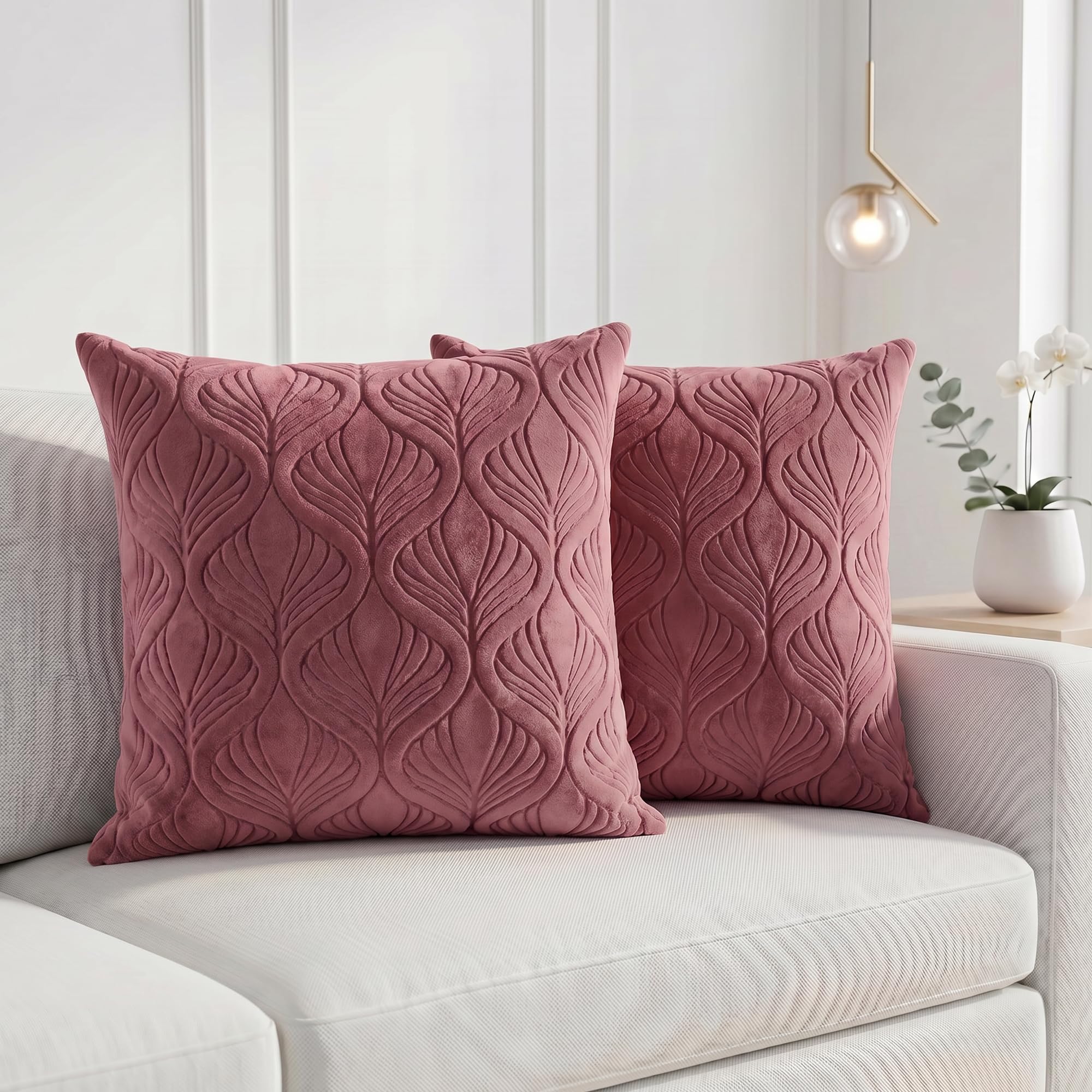 Yellow Weaves Jacquard Cushion Covers | Sofa Cushion Covers | Throw Pillow Cover for Sofa, Couch, Living Room| Removable & Washable | 16x16 Inches, Set of 2 (Wine)