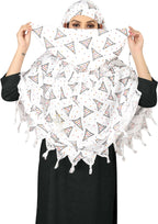 Sclout Soft Cotton Breathable Sun Protection Scarf Dupatta Usable for vehicle Driver | White Printed Design Stoles | Universal Size | For Girl & Women | Light Weight (Scarf - Samosa)