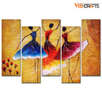 VIBECRAFTS Premium 5 Pieces Wall Painting of Three Women doing Spanish Dance For Home|Office|Living Room|Gift (PTVC5Pcs3_7503)