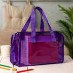 THE BLING GLOBAL Transparent PVC Duffle Bag For Kids,Jelly Shoulder Bag, Stylish Clear Handbag with Double Handles, for Rakhi Gift, Kids Bag for Rakhi Celebration, (Purple)
