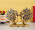 KridayKraft Double Peacock Metal Statue, Lovers Peacock Couple, Animal Showpiece Figurines, Feng Shui as Table Top Figurine for Living Room, Office, Bedroom, Decorative