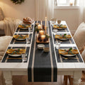 YELONA Dining Table Placemats and Runner Set - Heat Resistant, Washable, Stain Resistant Mats - Woven Vinyl Plastic - Easy to Clean-(45x30 cm 6 Placemats, 135x30 cm 1 Runner)-Ideal for Stylish Dining Kafalo