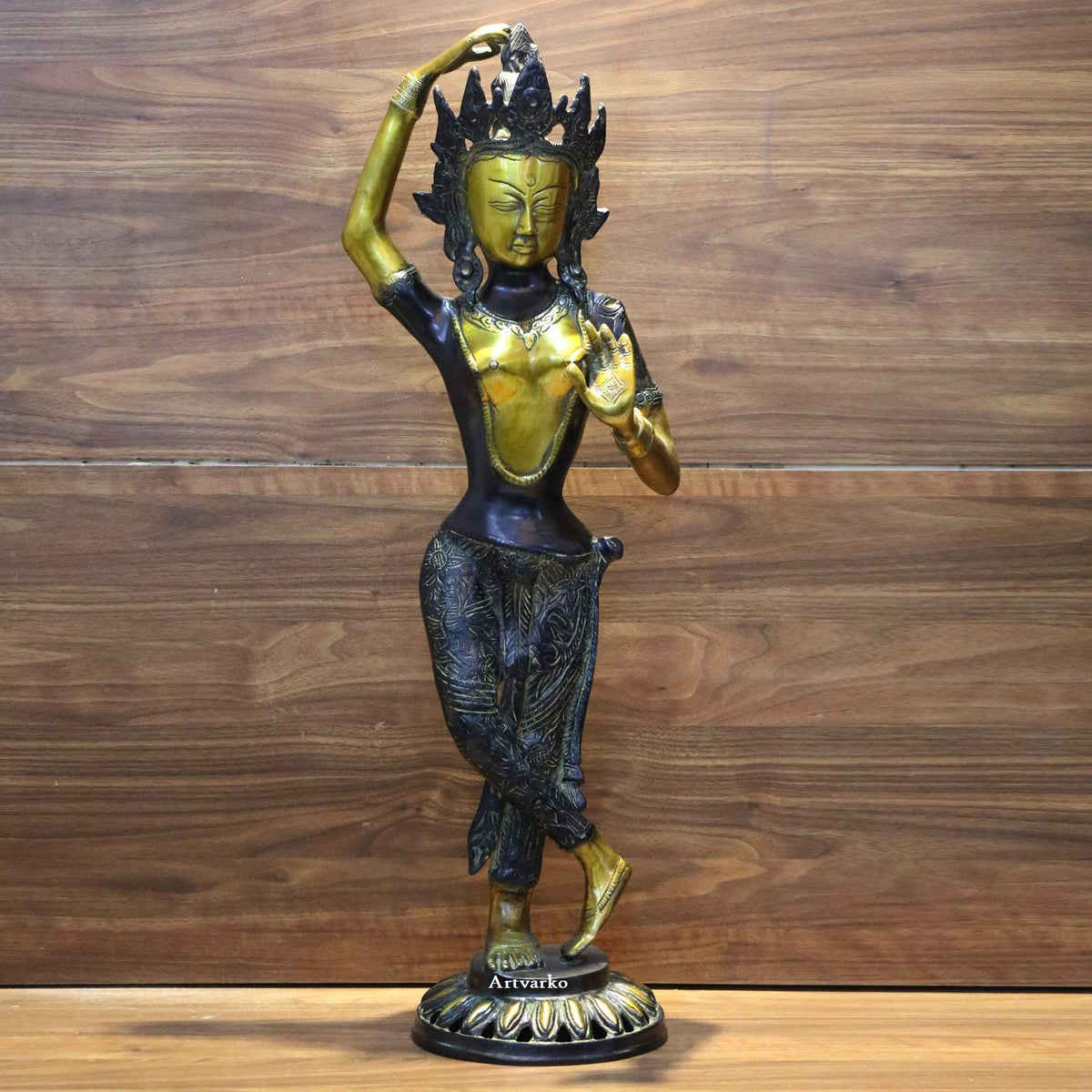ARTVARKO 25 Inches Large Goddess Tara Brass Standing Statue Tara Statue for Health Happiness Wealth | Dancing Idol Home Decor Sculpture