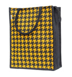 JUTEKA Tangy Houndstooth Printed Jute Lunch Bag - Grocery, Tote, Hand, Picnic Bag for Men, Women, Girls, Kids With Zip