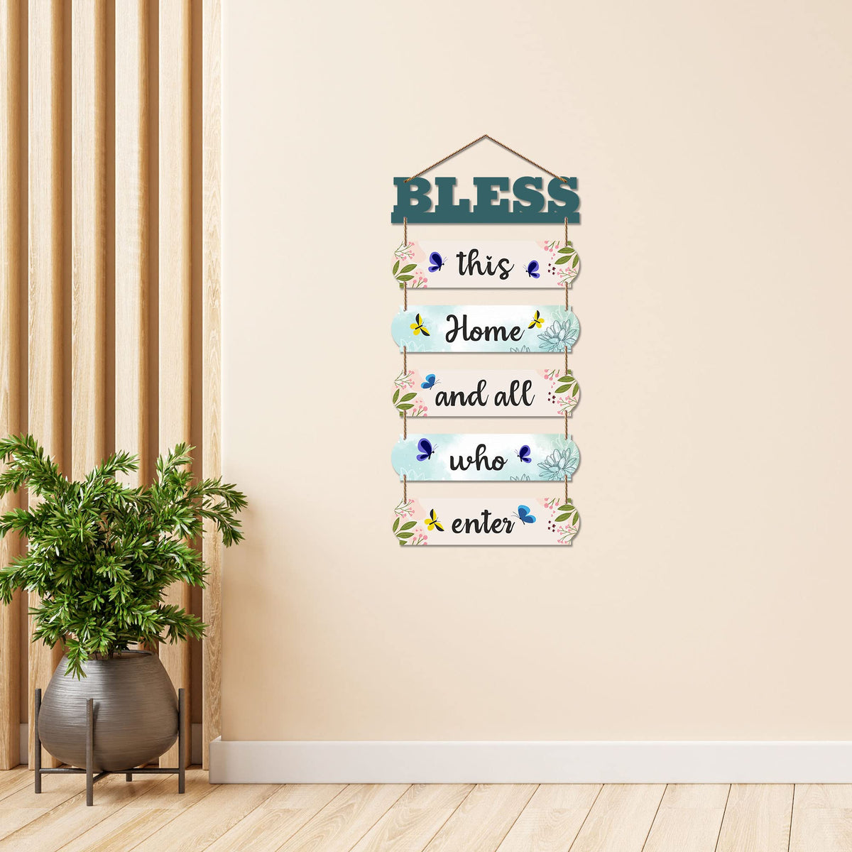 Artvibes Bless This Home Wooden Wall Hangings Decor For Home | Living Room | Quotes Decor Item | Home Quotes Wall Hanging | Modern Decor Items | Wall Poster | Artworks Hangings | Gift(WH_6613N)