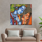 VIBECRAFTS Beautiful Radha Krishna 3 Pieces Canvas Wall Painting Fitted With Wooden Frame For Home | Office | Living Room | Gifts (PTVC3Pcs1_9549)