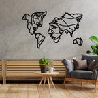 VIBECRAFTS Faces of World Map MDF Wooden Wall Hanger for Home Decor|Office|Gift (WHVC1Pcs1_50023)