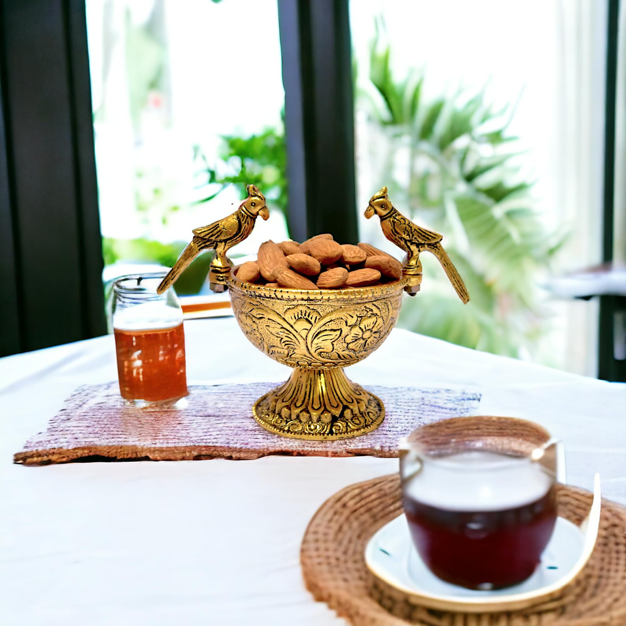 KridayKraft Aluminium Mukhwas Box Dryfruit Bowl (Gold)