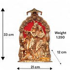 KridayKraft Metal Radha Krishna Idol with Cow Decorative Showpiece Statue for Puja Room Home Office Desk Gift Items Ornate Metal Sculpture of Hindu Deities (Height 33 CM)