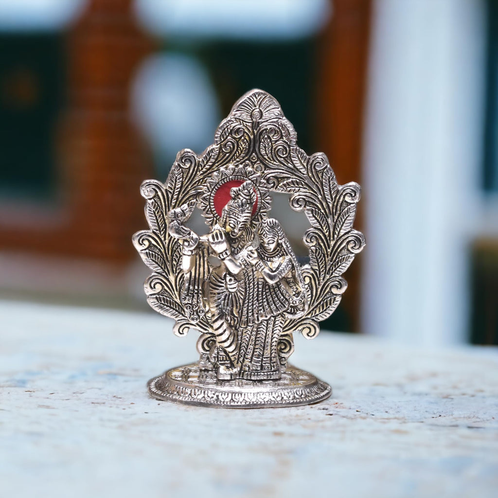 KridayKraft Aluminium Radha Krishna Pair Idol, Radha Krishna Statue, Standard, Pack of 1