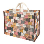 DOUBLE R BAGS Heavy Duty Cotton Canvas Grocery Shopping Bag | Eco-Friendly Cloth Tote for Vegetables, Milk, Fruits & Lunch | 44 x 20 x 33cm | 1 Compartment | Pack of 1 Catkitten Print