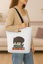 The Purple Tree Eco-Friendly Canvas Tote Bag, Sustainable, Reusable Shopping, Beach, Travel or Everyday Tote, Wide Tote Bag, Cute Cat
