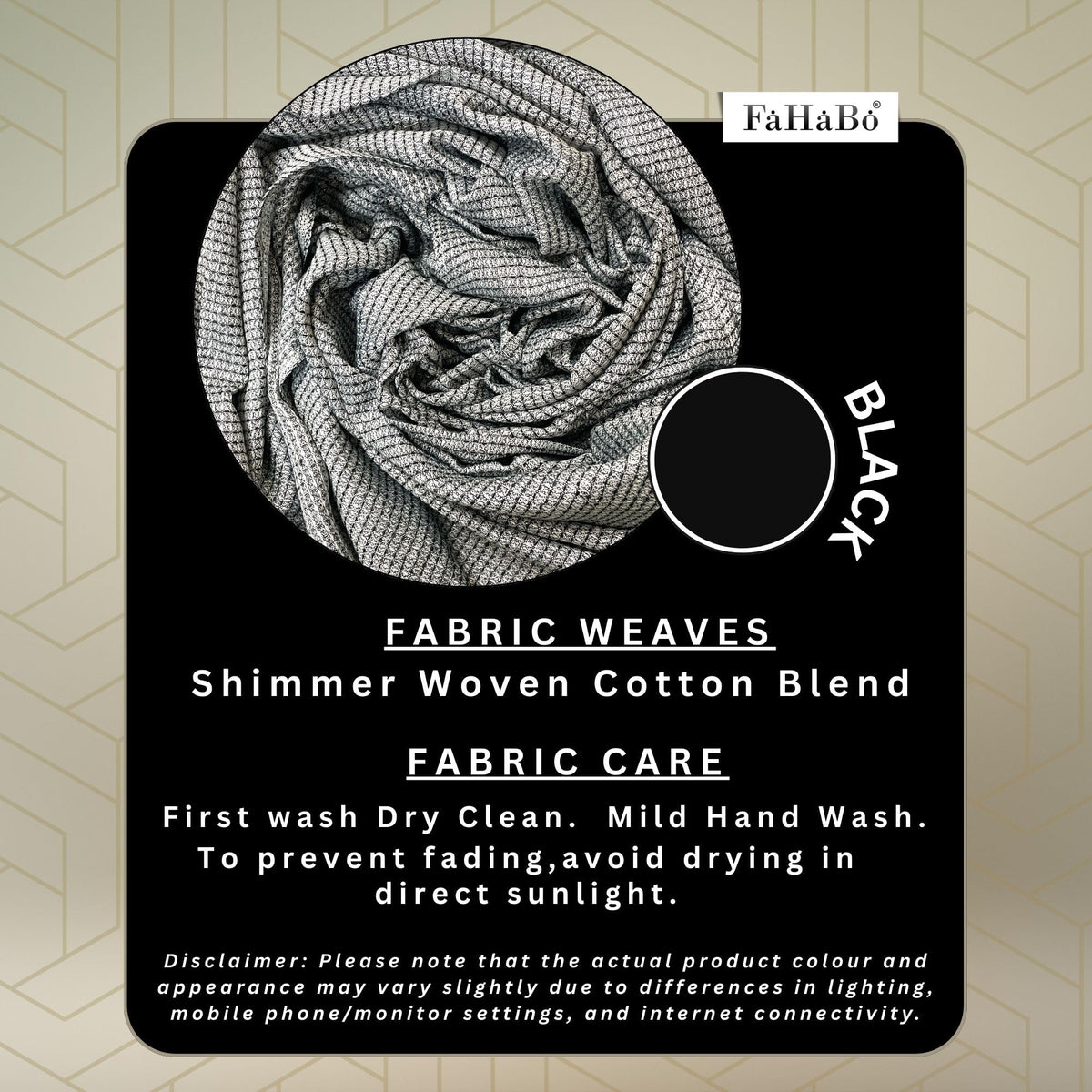 FAHABO Shimmer Woven Cotton Blend Scarf for Women – Lightweight Hijab & Stole Wrap | 73 x 29 Inches (Black)