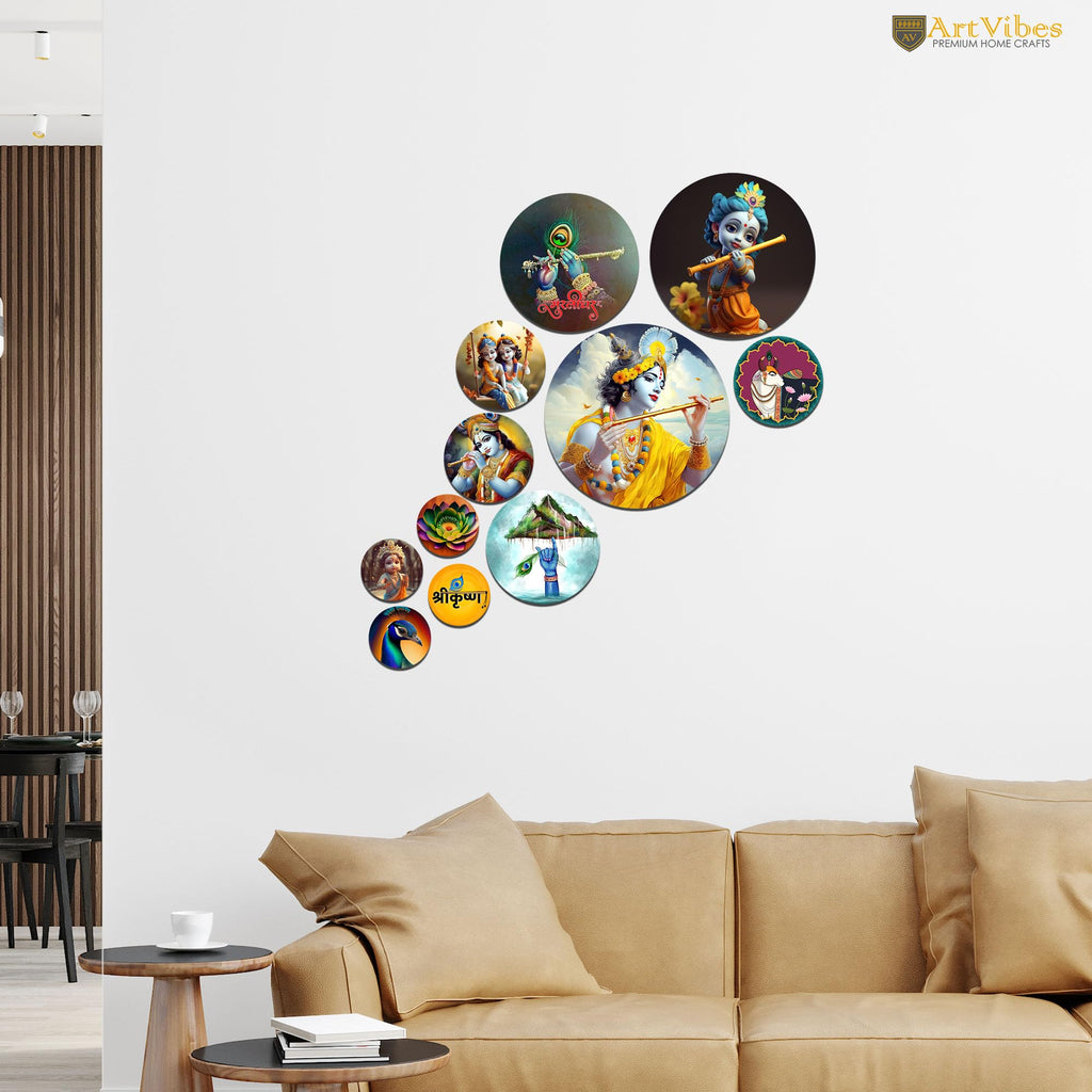 Artvibes Decorative Wooden Wall Hanging Decoration Item for Home | Office | Gift | Decor Art | Livingroom, Bedroom | Stylish Modern Artwork (WPS_129N) Pack of 11 Pieces