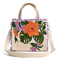 Boho Girl Lavender Blooms Embellished Jacquard Mini Tote for Ladies with Adjustable Strap | Ladies Purse Handbags | Wedding Gifts for Women | Birthday Gifts for Women | Handbag with Zip
