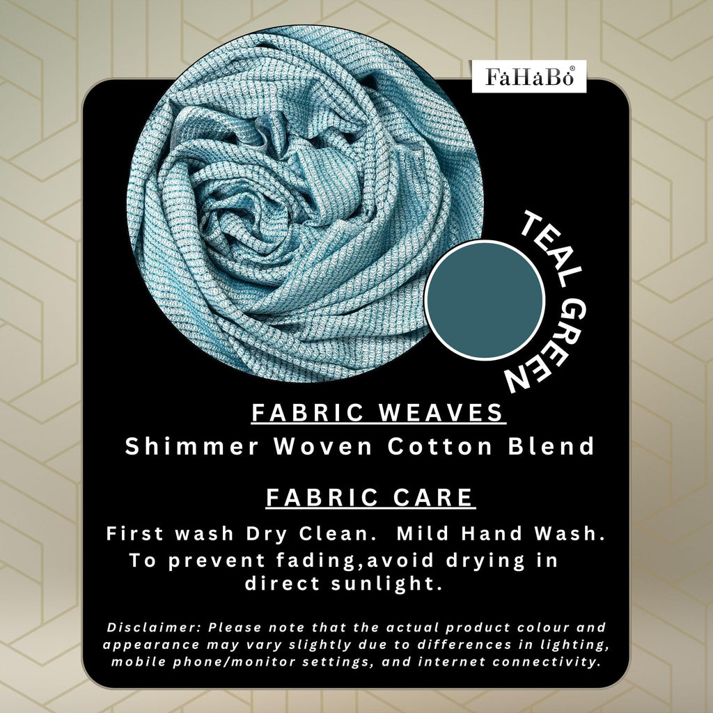 FAHABO Shimmer Woven Cotton Blend Scarf for Women – Lightweight Hijab & Stole Wrap | 73 x 29 Inches (Teal Green)