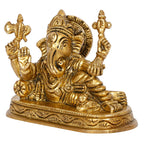 SVARUP Brass Ganesha Resting Blessing Ganesh Idol Showpiece Statue Good Luck & Success.