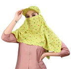 TESY QWEN Women's Scarf Cum Mask with Cap, Rayon Multi-Functional Neck Gaiter with UV Protection for Biking, Hiking and Travel (Mehndi)