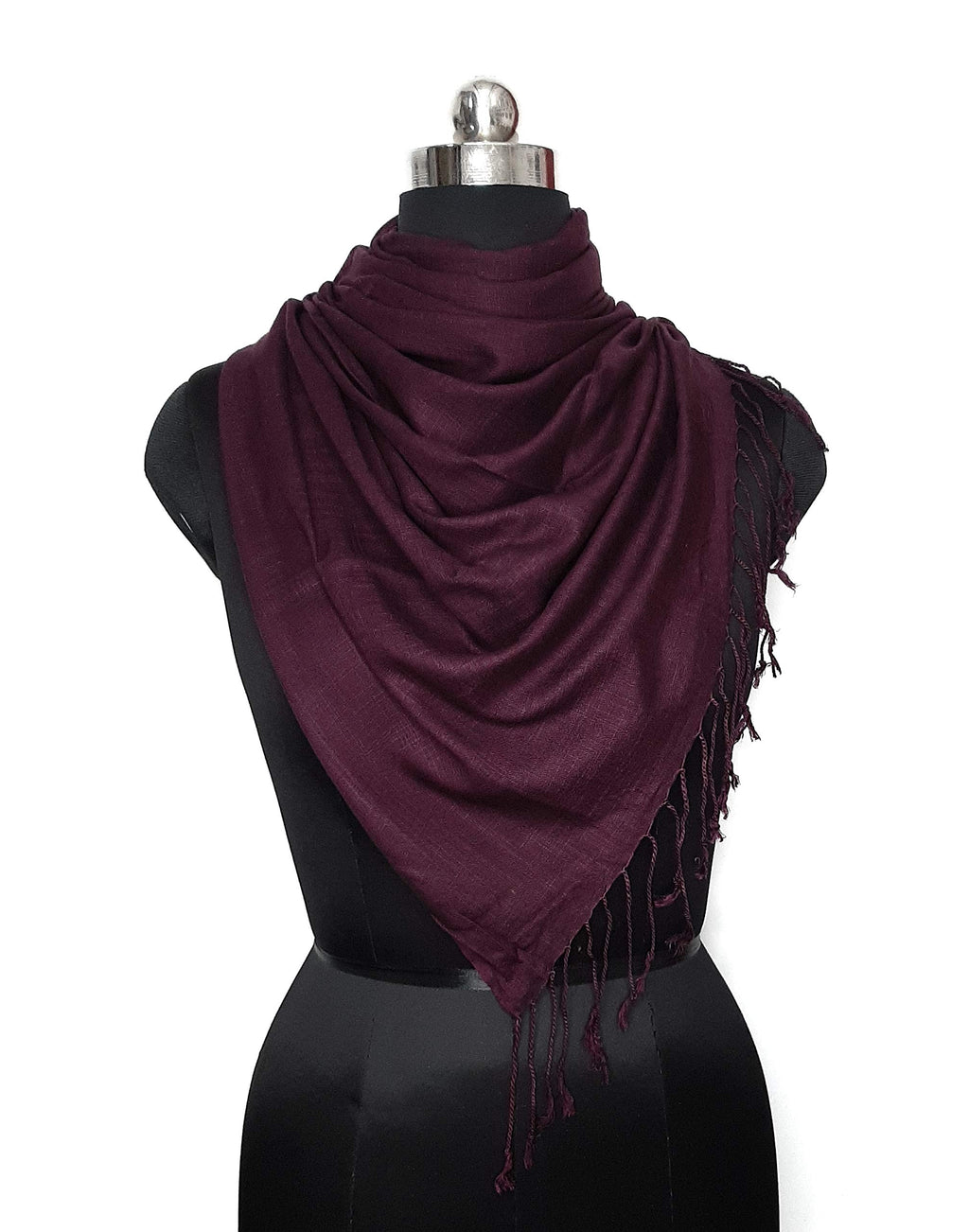 Chandwasia Linen Rayon Scarf For Men Women | Casual Daily Wrap Stole Shawl For Summer Winter Travel Office Use | Viscose Fabric Neck Shoulder Drape Accessories - Wine