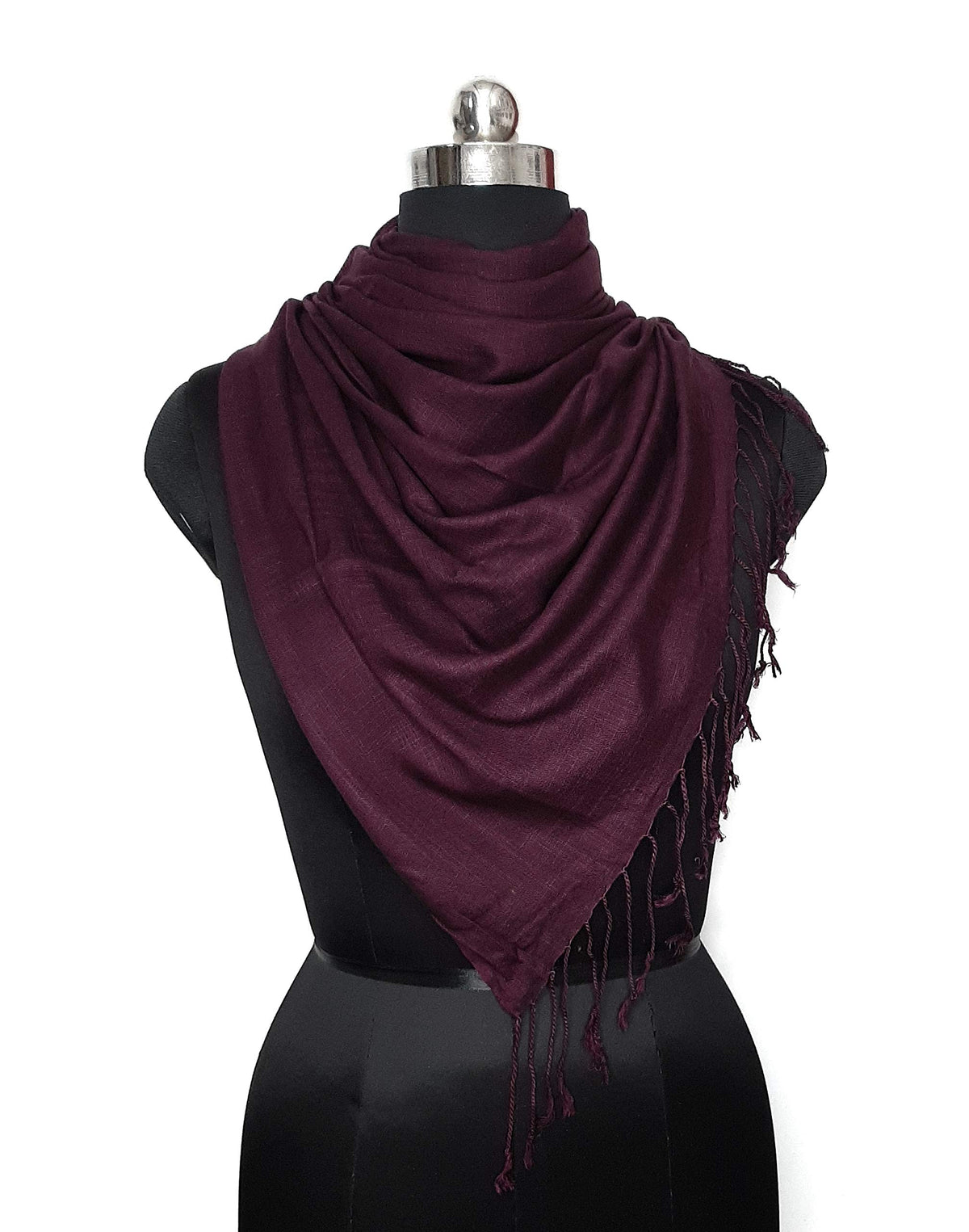 Chandwasia Linen Rayon Scarf For Men Women | Casual Daily Wrap Stole Shawl For Summer Winter Travel Office Use | Viscose Fabric Neck Shoulder Drape Accessories - Wine