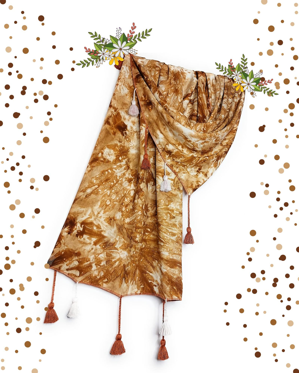 Chandwasia Viscose Stole | For Neck Covering Head Wrap Shoulder Drape Travel Casual Daily Use | Viscose Shawl Design | Brown 1 | Men Women | Long Scarf Wrap | Soft Texture Elegant Style Comfort