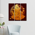 VIBECRAFTS Beautiful Shree Ganesh 3 Pieces Canvas Wall Painting Fitted With Wooden Frame For Home | Office | Living Room | Gifts (PTVC3Pcs1_9558)