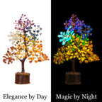 Crystiglow Glow in The Dark 7 Chakra Crystal Tree – 10 Inch, 300 Crystal Beads | Home Decor Gift Items | Table Decor | Handicraft Items for Home Decor | Unique Gift for All Occasions