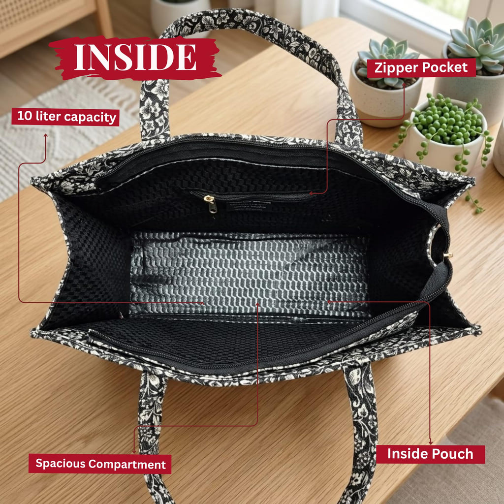 Stylique Jute Tote Bag for Women — Eco-Friendly Handmade Shoulder Bag with Zip, Large Capacity for Office, College & Everyday Use (Black)