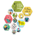 Artvibes Collect Moments Not Things Decorative Hexagon Shape MDF Wooden Wall Hanging | Quotes Decor Item | Wall Accent | Office Decor | Mdf Wall Decoration | Gift Items (WPS_206NN), Set of 13
