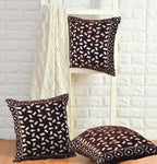 DECOMIZER Jacquard Geomteric Cushion Covers 16 inch x 16 inch Set of 3 Ethnic Motifs Cushion Covers,Design- Bricks,Color- Coffee-240 TC