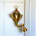 KridayKraft Aluminium Antique finish Ganesha Head with Bell Wall hanging