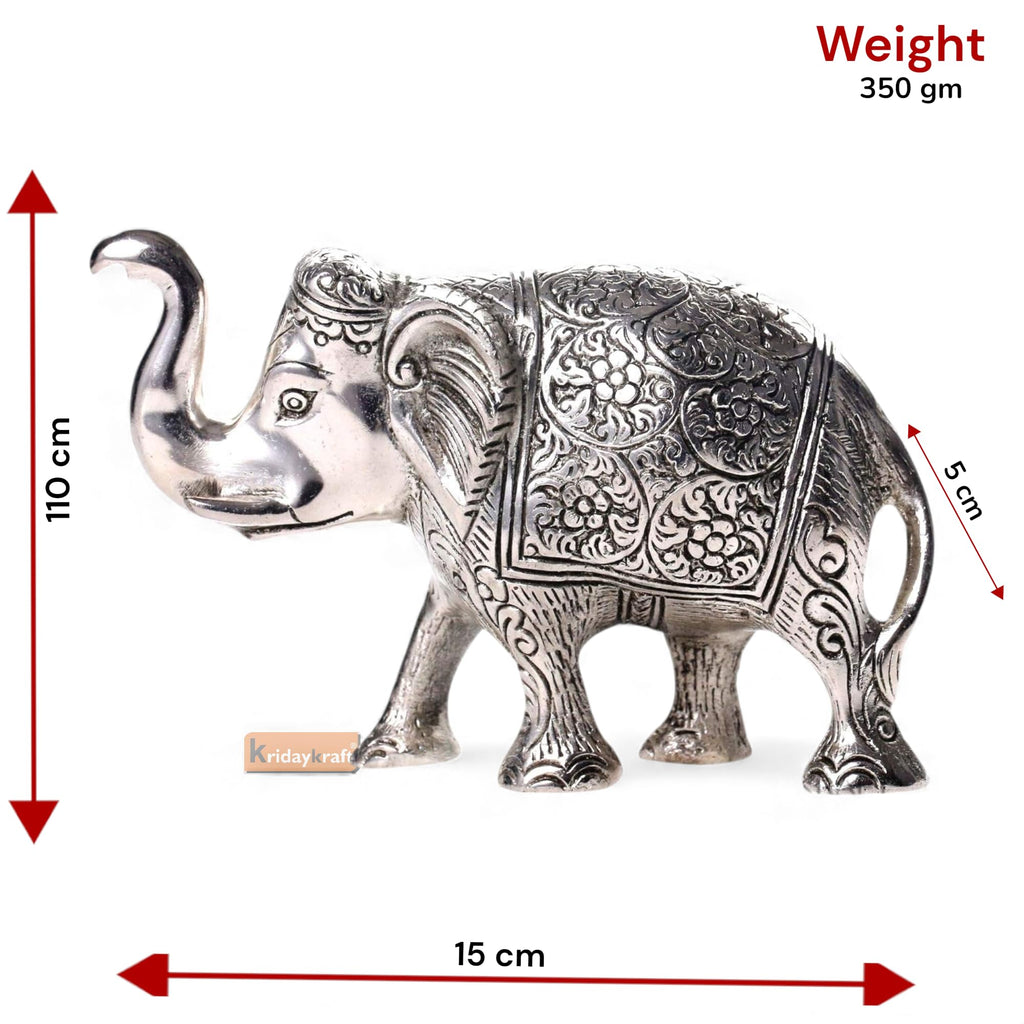 Prince Home Decor & Gifts Metal Elephant- Silver, Medium