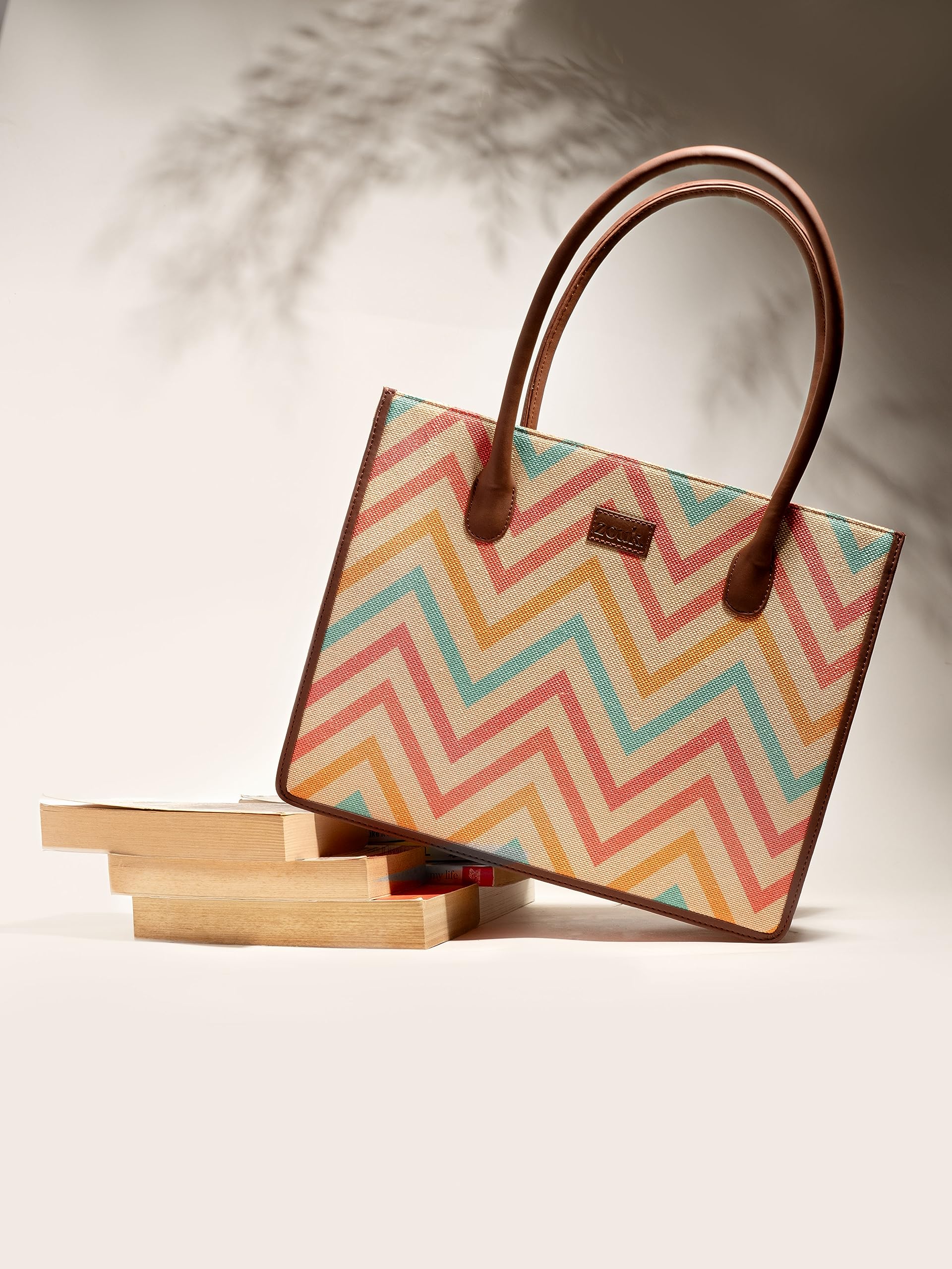 ZOUK WavBeach Printed Jute Handcrafted Multicolor Women's Stylish Tote Bags | Tote Handbag| Shoulder bag with double handle