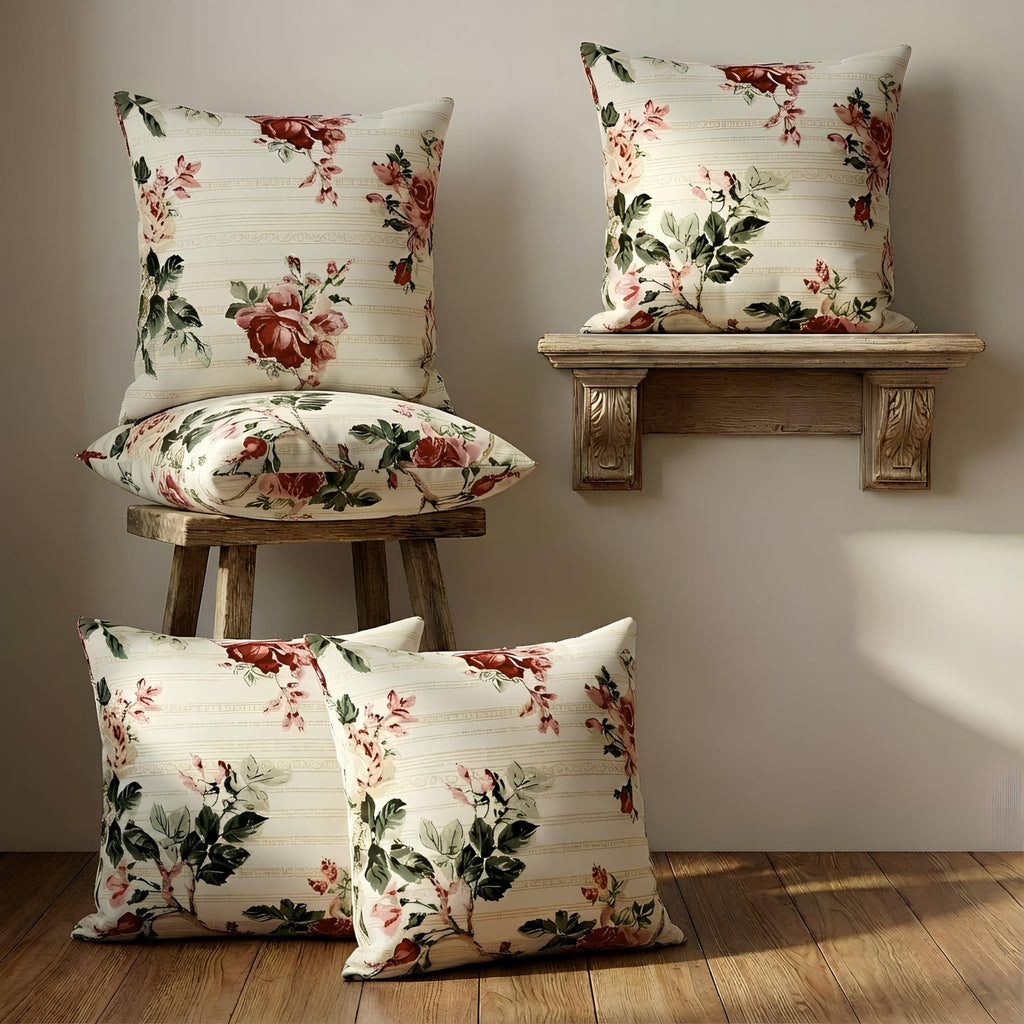 Clasiko Cotton Cushion Covers 16x16 – Set of 5 Decorative Cushion Covers, Warm Rose, Soft Cotton, Hidden Zip, Sofa & Bedroom Décor