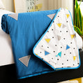 Story@Home Dohar Single Bed TC,144 100% Cotton AC Blanket for Summer 144x 220CM,150GSM Ac Comforter and AC Blanket for Summer|Blue & White Geometric Pattern Reversible Duvet Quilt,All-Season Blanket Kafalo
