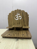 EXPRO Wooden Pooja Stand for Home & Office | Engineered Wood Singhasan for Idols | Wall Mounted & Tabletop Pooja Mandir with OM Design | DIY Small Temple for Living Room & Office (Oak)
