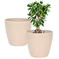 Eha Set of 2 Earth-Friendly Deco 7 Self-Watering pots and Planters | Bamboo Based | UV Protected | for Indoor, Home Decor, Outdoor, Balcony & Garden | Sand Castle