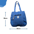 TruHemp Hemp Shopping Tote Bag with Dual Zippered Compartments | Spacious Eco Market Bag with Cotton Lining | 10L Capacity, Blue, 15 inches x 15 inches x 16 inches
