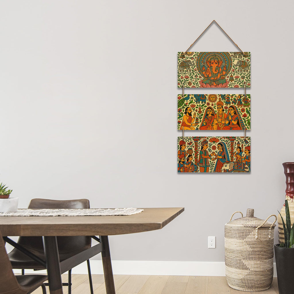 Artvibes Divine Indian Religious Art Wooden Wall Hanger for Home Decor | Living Room | Office | Wall Art Painting For Hall | Graphic Artwork | Aesthetic Wooden Decor | Unique Gift Items (WH_9431N)