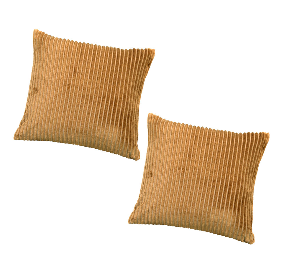 RD TREND® Cushion Cover Set of 2, Decorative Sofa Living Room Home Square Cushion Covers 24 Inch x 24 Inch, Aesthetic Corduroy Striped Double Sided (Mustard)