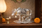 KridayKraft Kamdhenu Cow and Calf with Krishna Idol, Silver-Plated Decorative Showpiece for Home Decor and Gift, 14 x 11 cm X 10 cm, 350 g