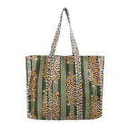 Ravaiyaa - Attitude is everything Women & Man Beautiful Printed Cotton Grocery Shopping Bag | Shoulder Bag | Cotton Tote Bag | Travel Tote Bags 18x5.5x16 Inch (Green Tiger)
