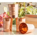 INDIAN ART VILLA Luxury Design Pure Copper Glass – 275 ML, Elegant Drinkware for Water, Ayurvedic Benefits, and Daily Use, Perfect for Home, Office, and Gifting, Set of 4