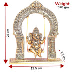 KridayKraft Ganesh ji dori jhula Idol, Ganpati Idol on Swing jhula for Temple Pooja, Ganesh Metal Statue Home, Office & Table Decorative, Religious Showpiece Figurines