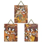 Artvibes Krishna Art Home Wall And Door Hanging for Home | Spiritual Decor Items | Religious Wall Art | Wall Poster | Artwork| Stylish Modern Decor Item | Gift Items (WH_96174N), Set of 3
