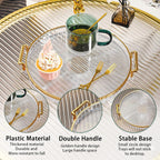 Clefairy Round Serving Tray with Golden Handles and Golden Rim Border, Decorative Plastic Serving Tray for Living Room, Bathroom, Kitchen | Tray Decor for Party, Coffee Table