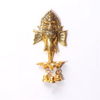 Metal Ganesha Wall Hanging Ganesh Diya with Three Bells for Home Decor, Gold Plated Metal Hanging Diyas Oil Lamp,