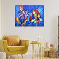 VIBECRAFTS Shree Radha Krishna With Flute 4 Pieces Canvas Wall Painting Fitted With Wooden Frame For Home | Office | Living Room | Gift(PTVC4Pcs1_13514)