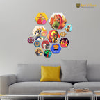 Artvibes Indian Diverse Culture Hexagon Shape MDF Wooden Wall Decor Items | Wall Sculpture | Signs & Plaques | Handcrafted Art | Artwork | Aesthetic Wooden Decor | Unique Gift (WPS_221N), Set of 13
